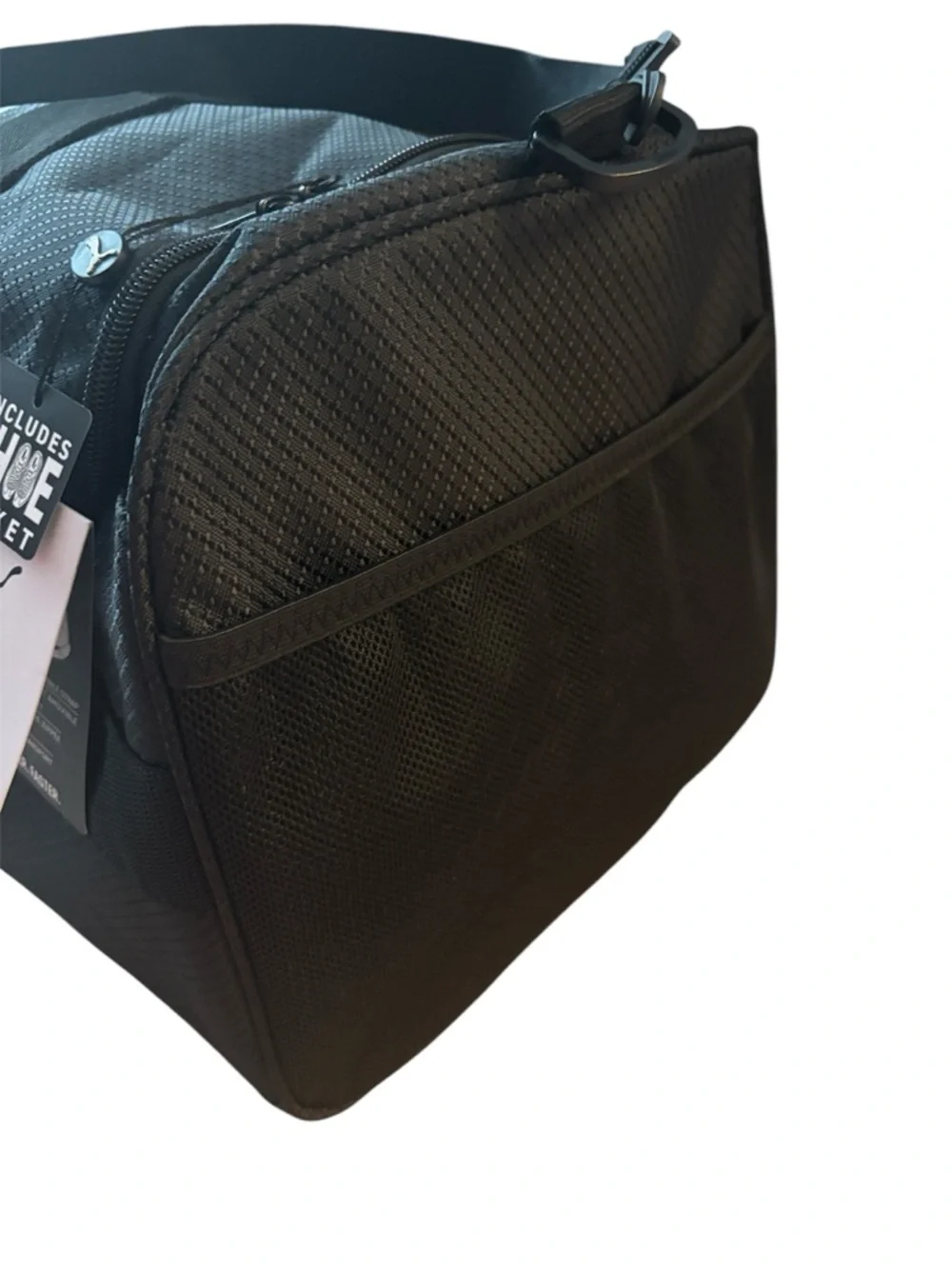 NWT Puma Demand Black Men's Sport Duffel Bag with Silver Logo